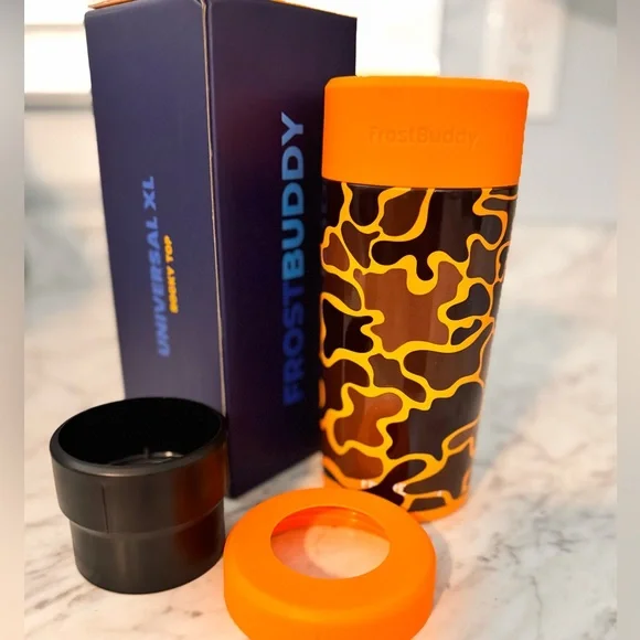 FrostBuddy Universal XL Tumbler with Orange Duck Camo Design - Picture 1 of 12